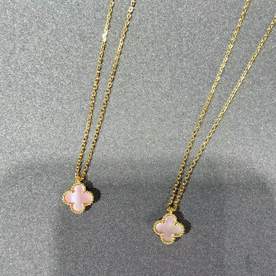 Dupe Van Cleef & Arpels Pink Clover Sweet Alhambra Pendant Necklace Earrings Bracelet Set