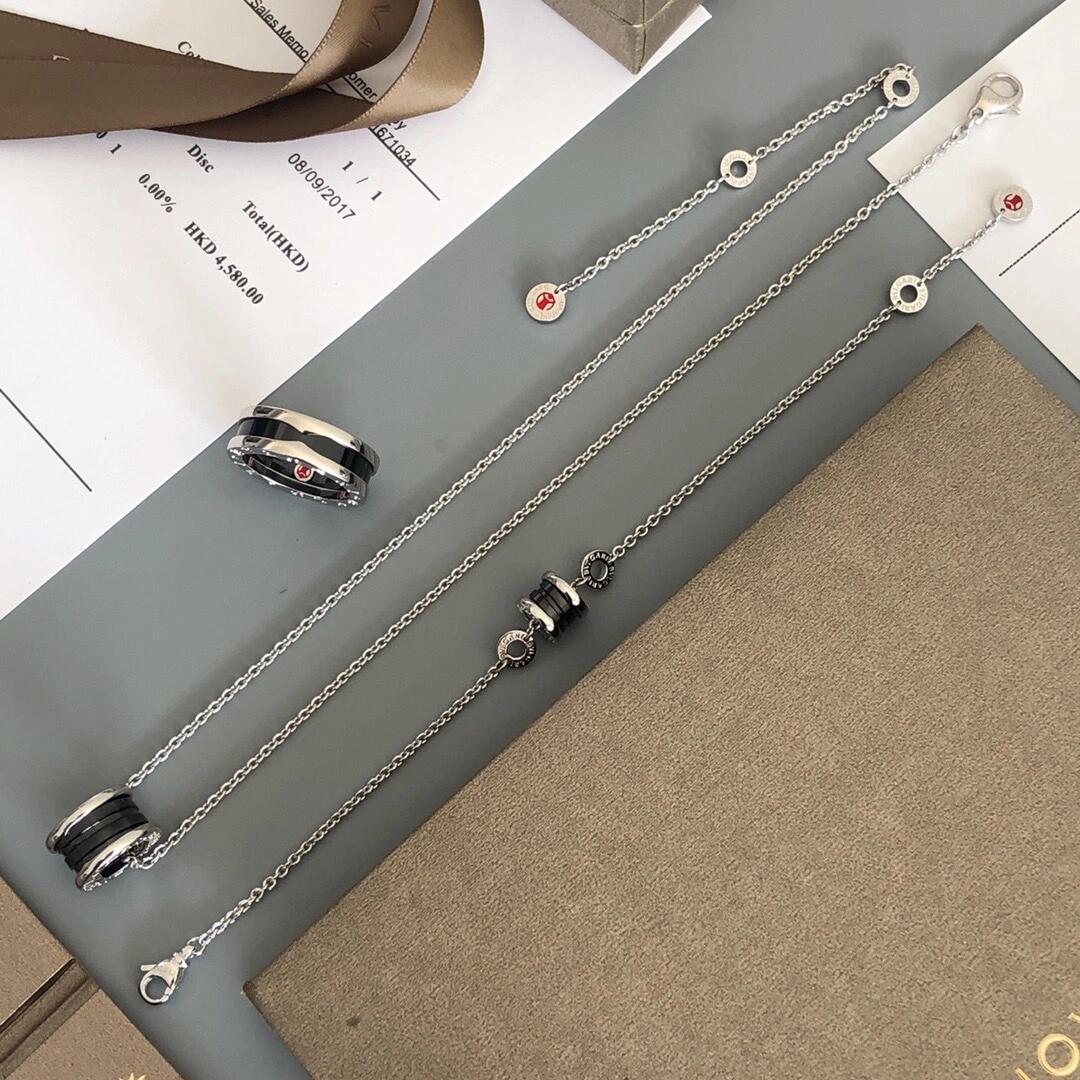 Dupe Bvlgari B.zero1 Necklace in Silver Chain with Black Ceramic