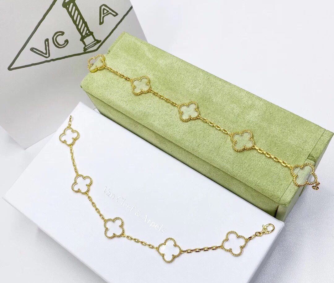 Dupe Van Cleef & Arpels Transparent Crystal Alhambra Bracelets, 5 Motifs