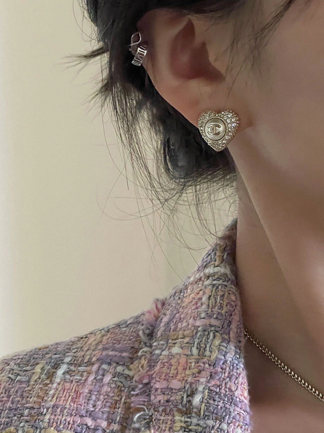 Dupe Chanel Love Heart Diamond Pave Earring