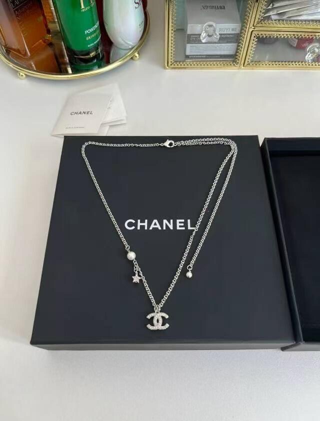 Dupe Chanel Minimalistic Star CC Pendant Silver Bracelet Necklace