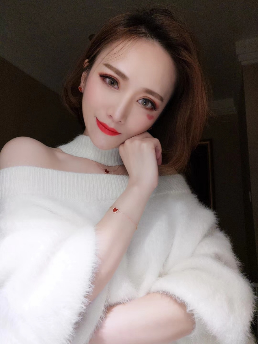 Dupe Van Cleef & Arpels Yellow Gold Red Sweet Heart Earrings Bracelet Necklace