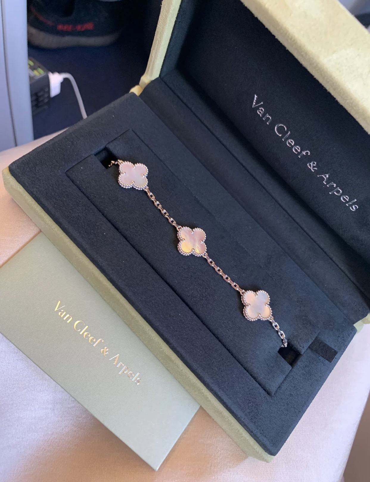 Dupe Van Cleef & Arpels Silver White Clover Vintage Alhambra Bracelet, 5 Motifs