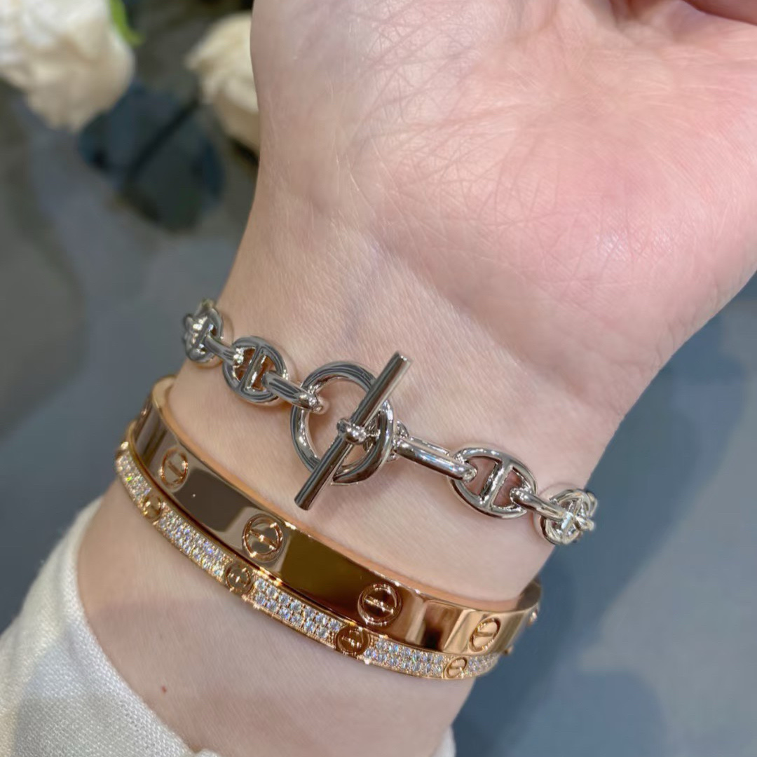 Dupe Hermes Chaine D'ancre Enchainee Bracelet Bangle