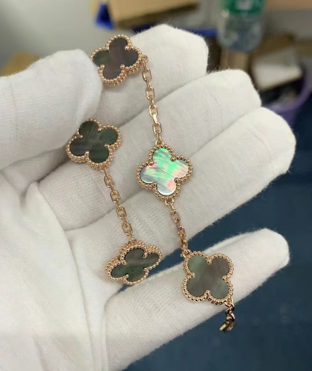 Dupe Van Cleef & Arpels Grey Clover Vintage Alhambra Bracelet, 5 Motifs