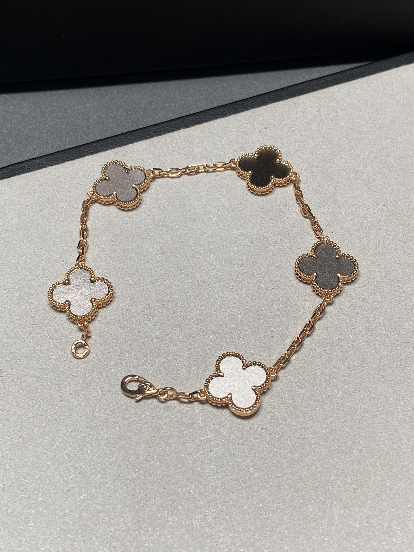 Dupe Van Cleef & Arpels Obsidian Alhambra Bracelet and Necklace
