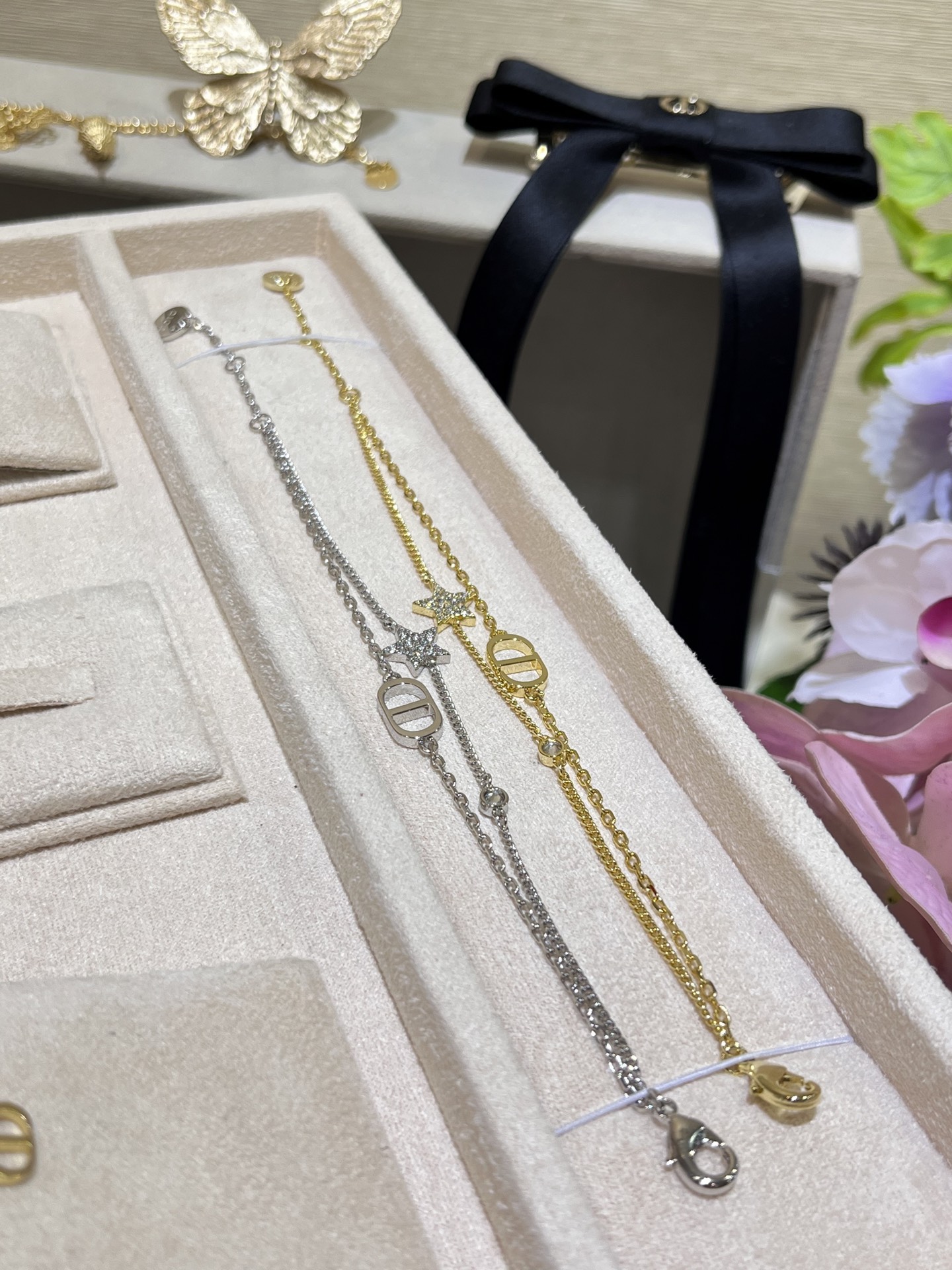 Dupe Dior Two Layered Chain with Star Charm Bracelet