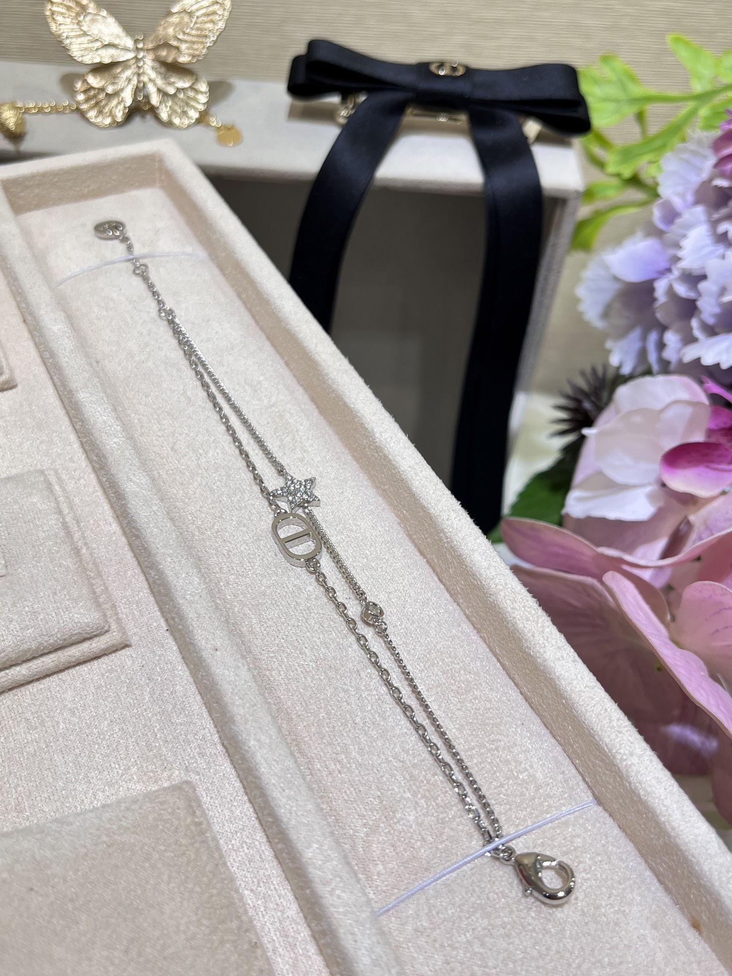 Dupe Dior Two Layered Chain with Star Charm Bracelet