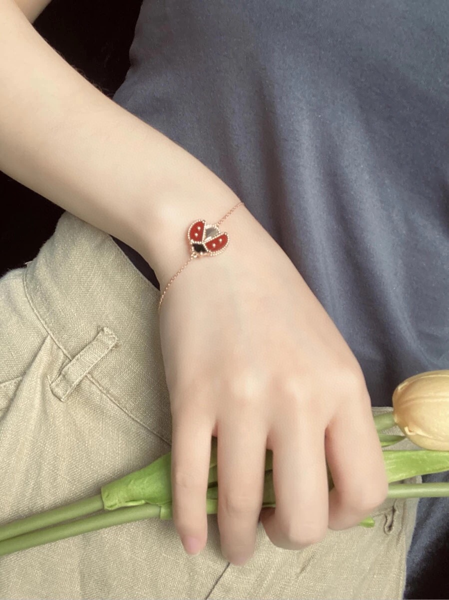 Dupe Van Cleef & Arpels Fauna Ladybug Lucky Spring Bracelet on Wrist