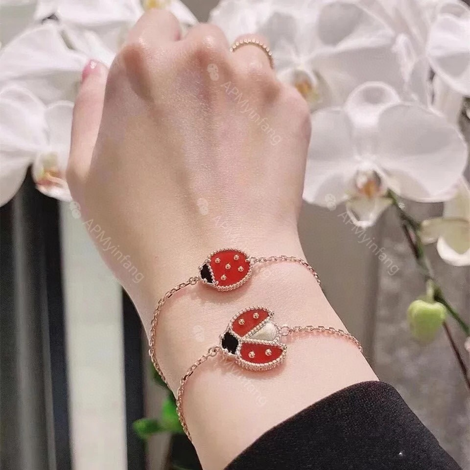 Dupe Van Cleef & Arpels Fauna Ladybug Lucky Spring Bracelet on wrist
