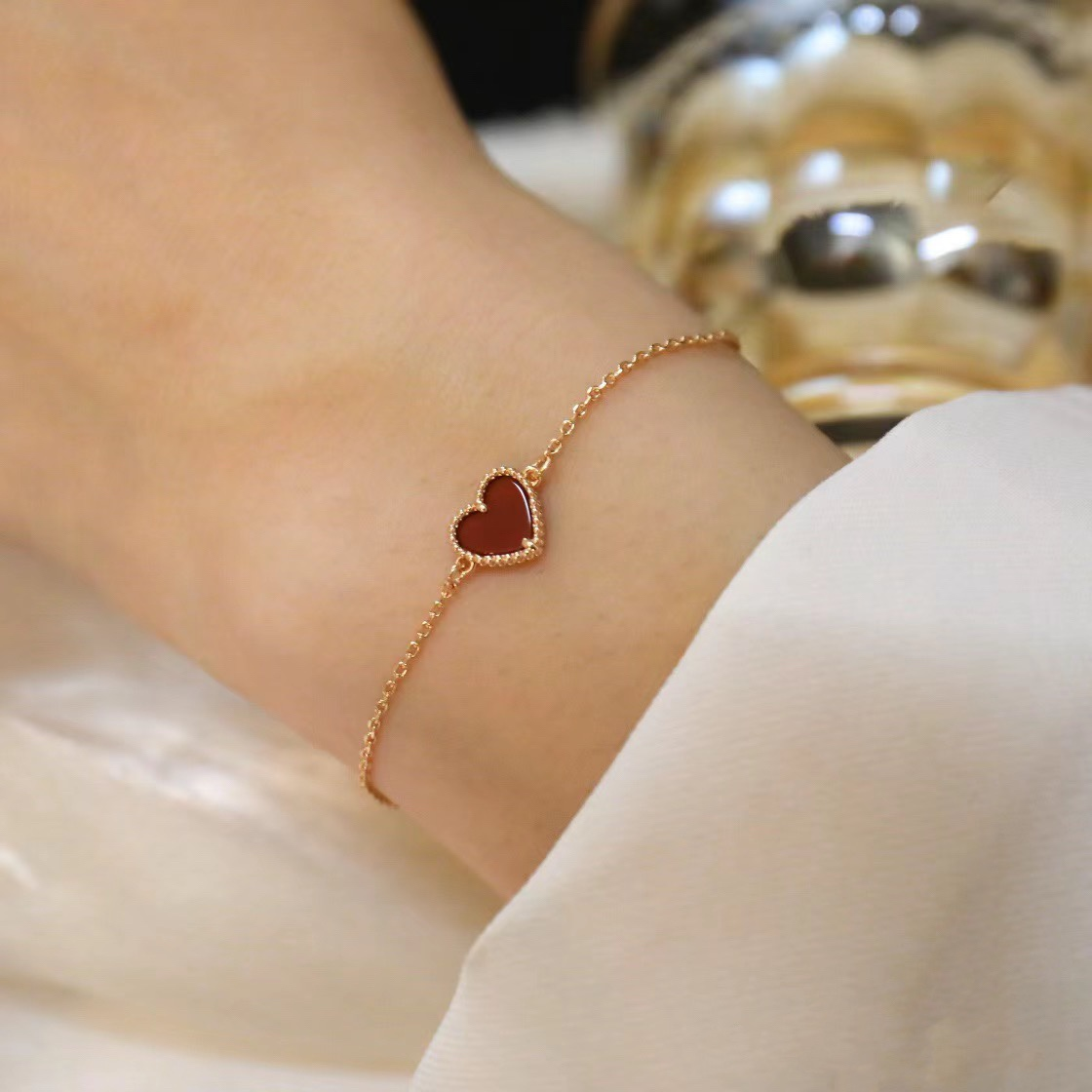 Dupe Van Cleef & Arpels Sweet Heart Butterfly Alhambra Bracelet 1 Motif on Wrist