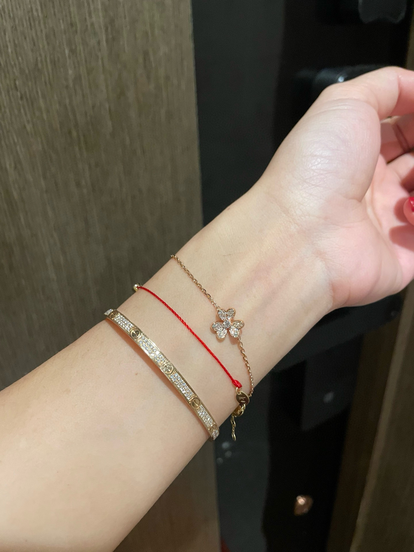 Dupe Van Cleef & Arpels Rose Gold Diamond Pave Frivole Flora Bracelet