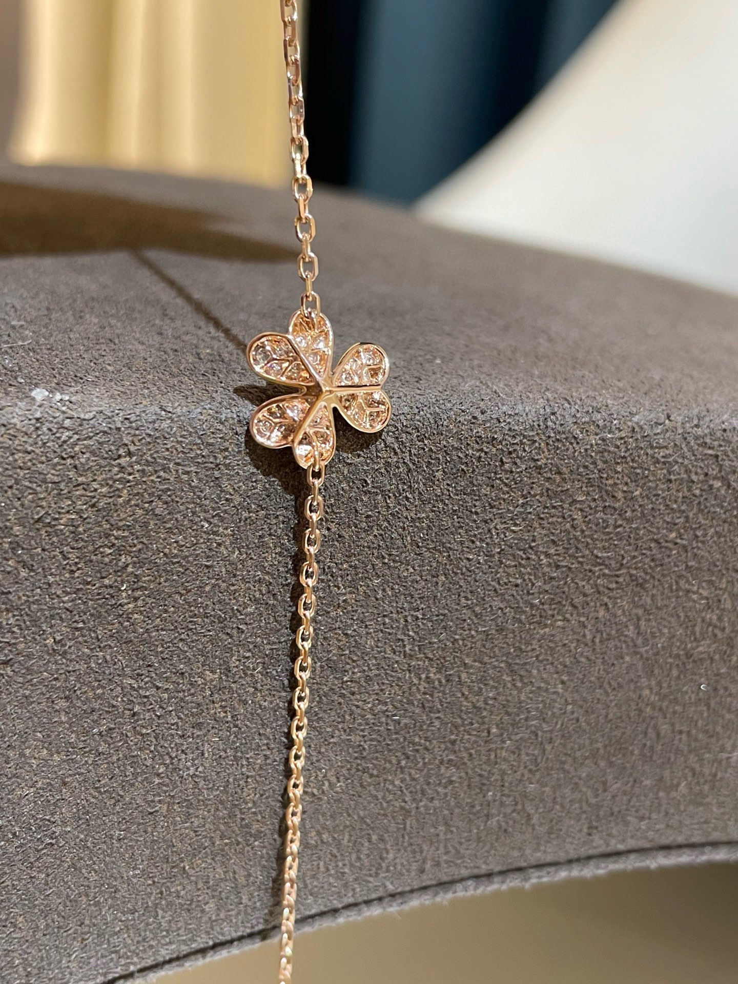 Dupe Van Cleef & Arpels Rose Gold Diamond Pave Frivole Flora Bracelet