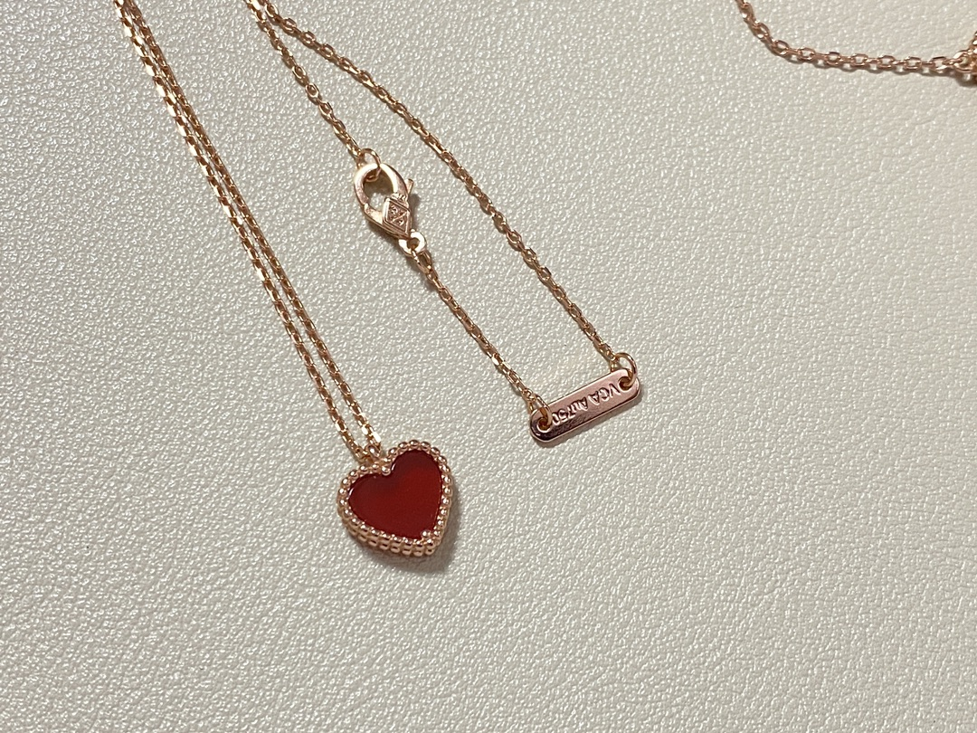 Dupe Van Cleef & Arpels Rose Gold Carnelian Sweet Heart Earrings Bracelet Necklace