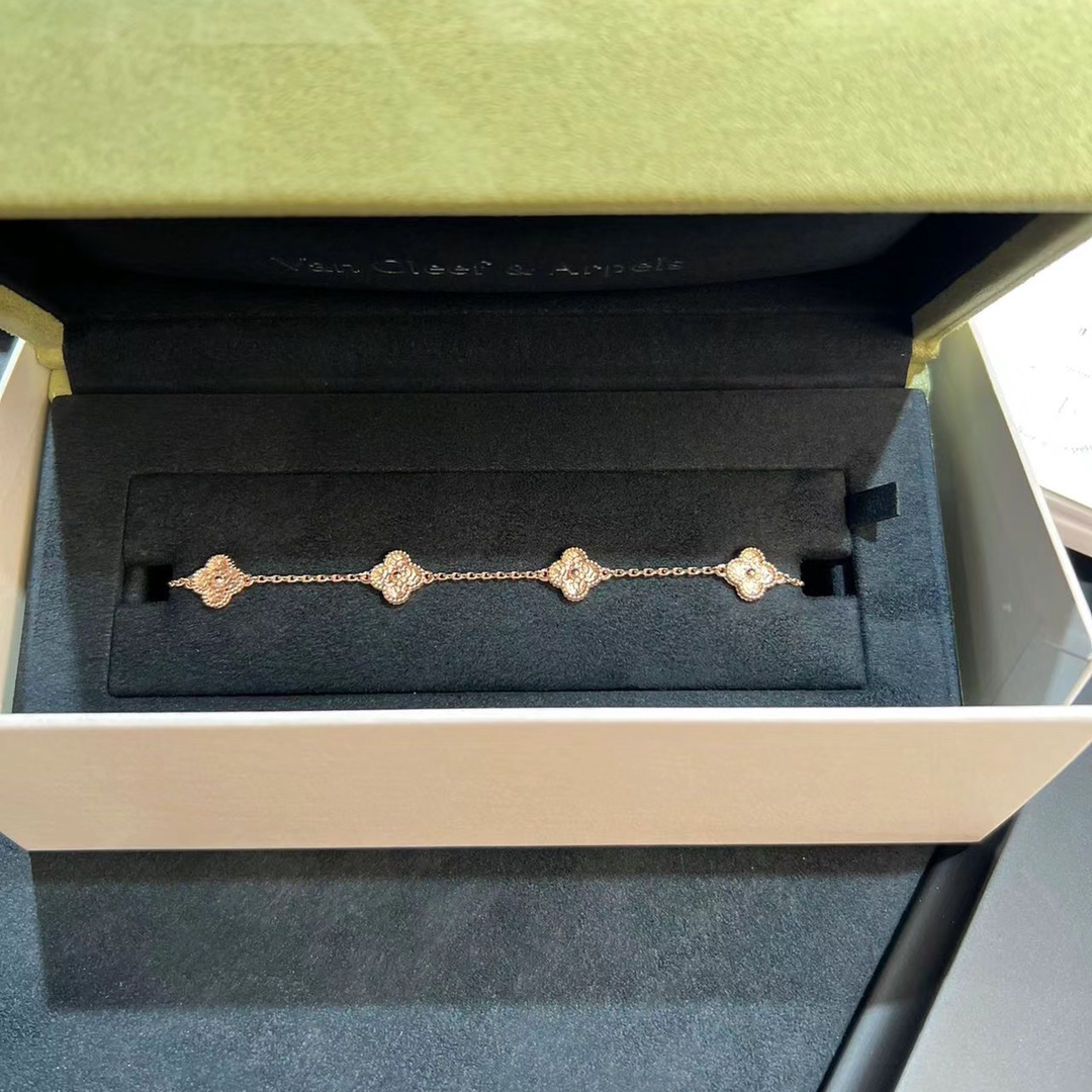 Dupe Van Cleef & Arpels Sweet Alhambra Bracelet, 6 Motifs, Rose Gold