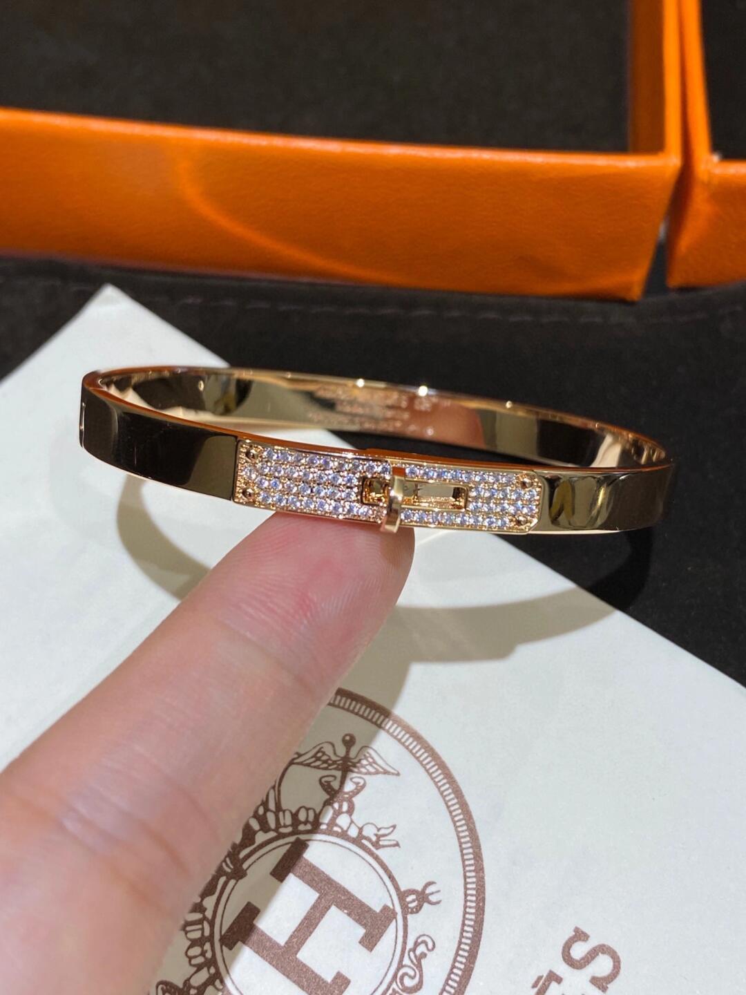 Hermes Kelly Pave Bracelet Bangle - Best Replica Jewelry™
