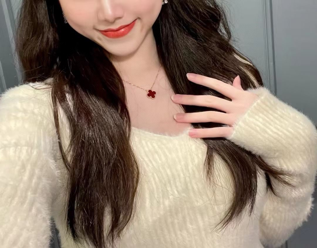 Dupe Van Cleef & Arpels Red Carnelian Vintage Alhambra Earrings Bracelet Necklace