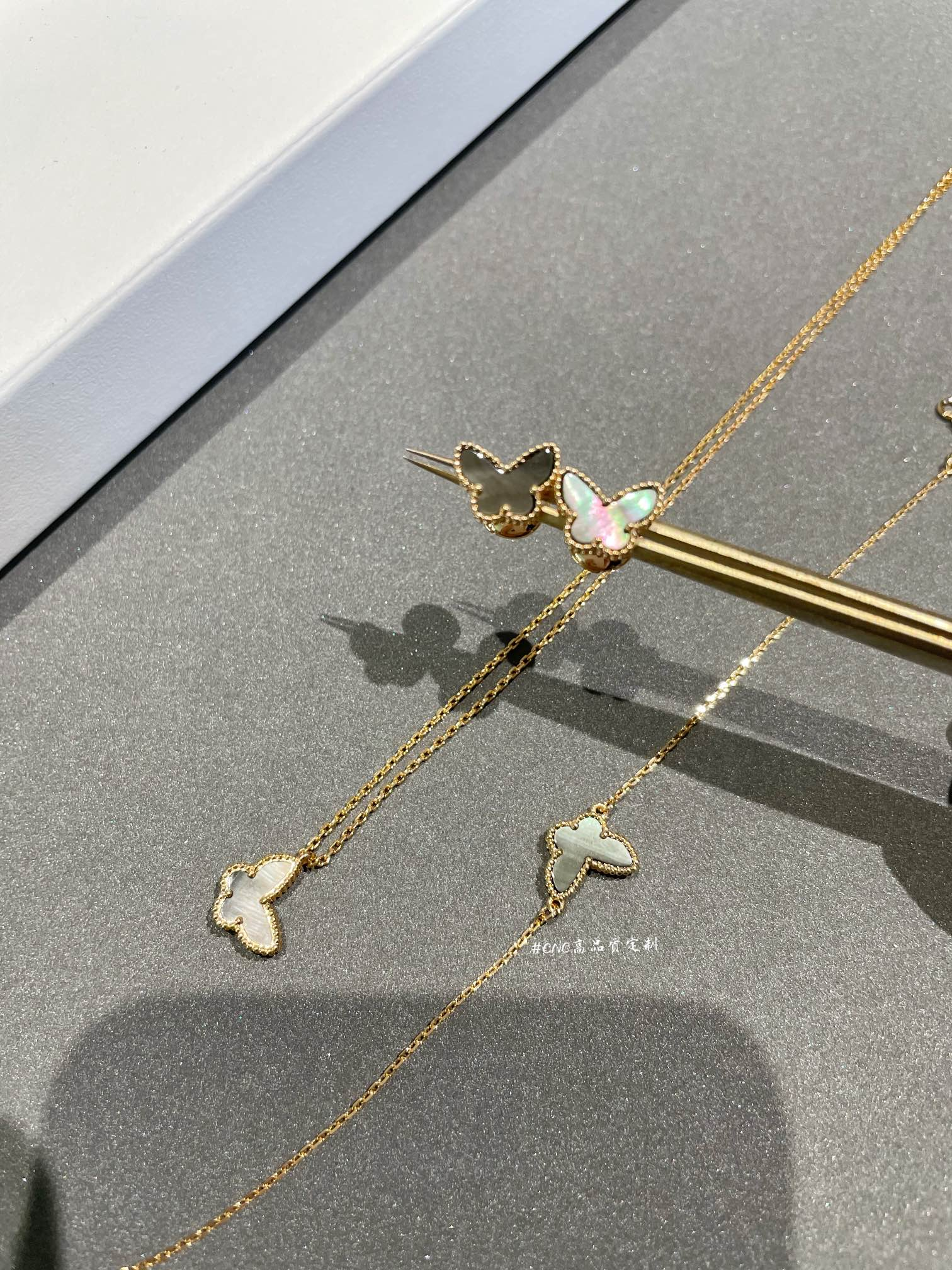 Dupe Van Cleef & Arpels Fauna Gray Butterfly Earrings Bracelet Necklace