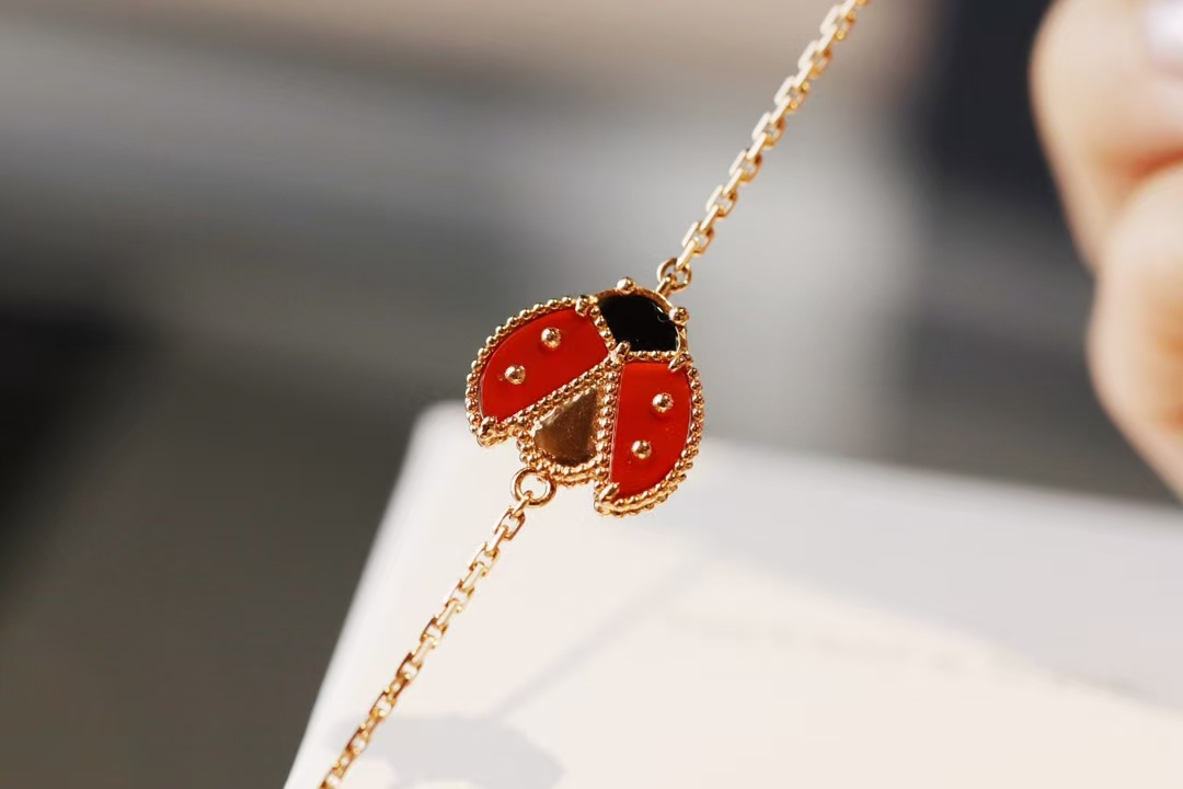 Dupe Van Cleef & Arpels Fauna Lucky Spring Bracelet, Open Wings Ladybug
