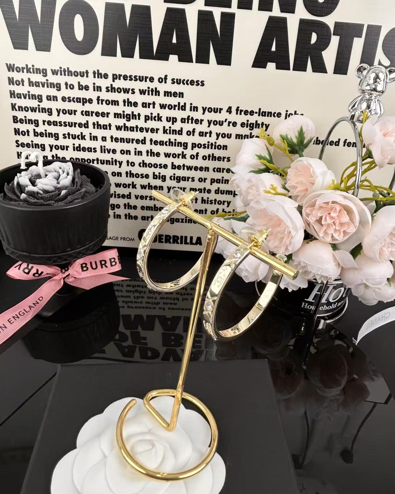 Dupe Chanel Light Gold Large Hoop CC Earrings