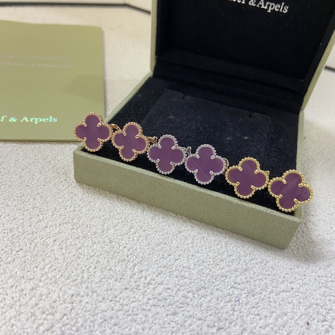 Dupe Van Cleef & Arpels Purple Violet Vintage Alhambra Earrings