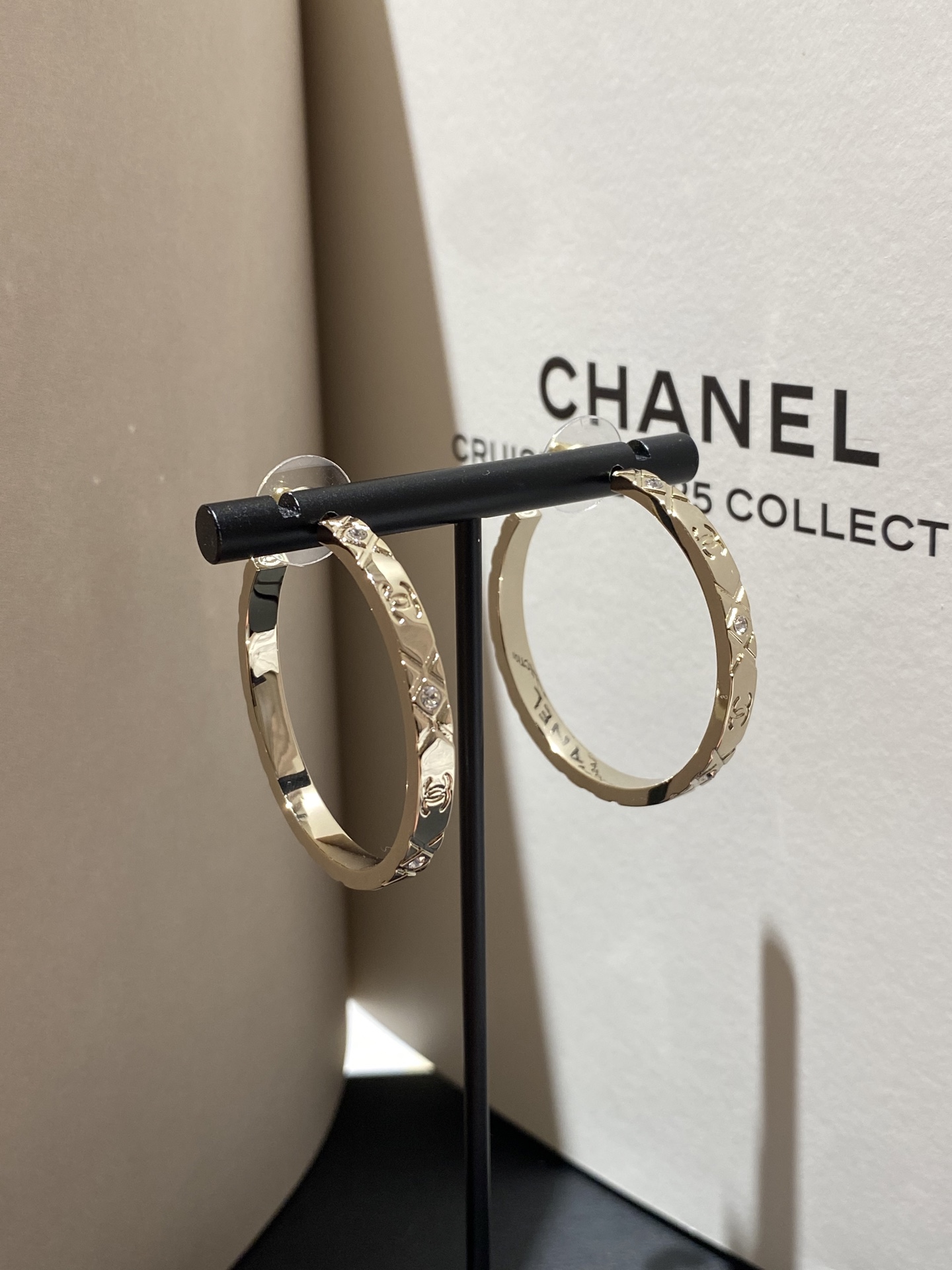 Dupe Chanel Light Gold Large Hoop CC Earrings