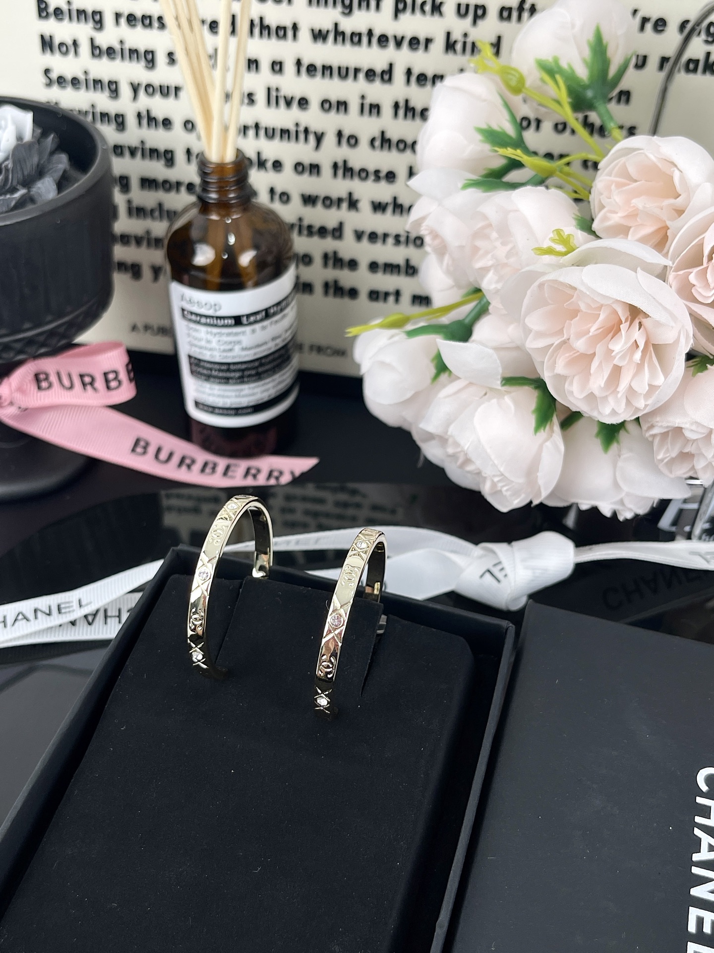 Dupe Chanel Light Gold Large Hoop CC Earrings