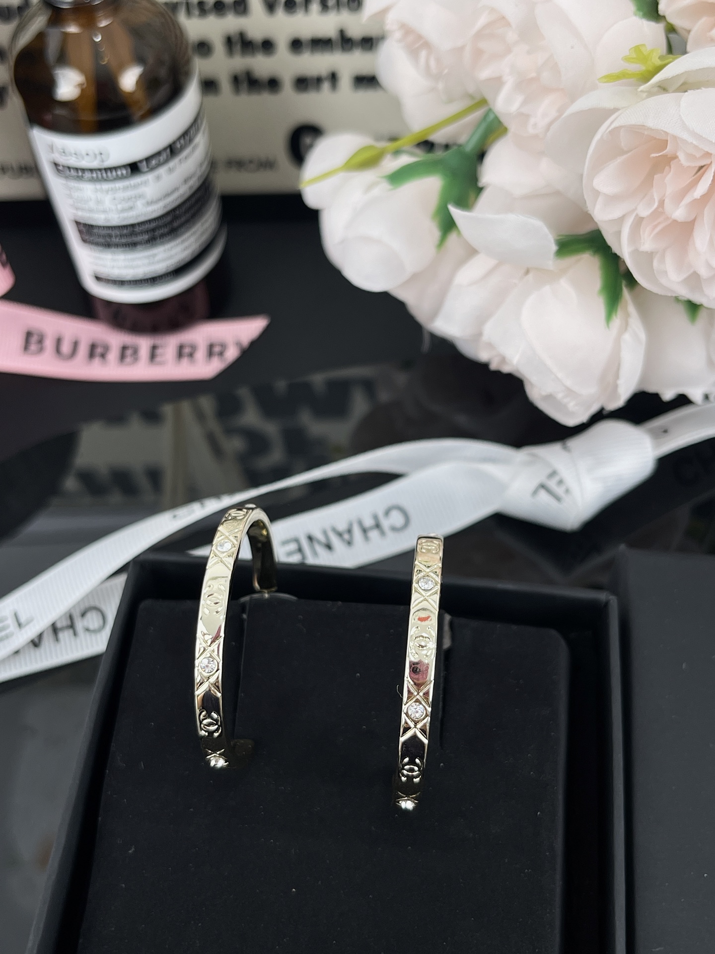 Dupe Chanel Light Gold Large Hoop CC Earrings