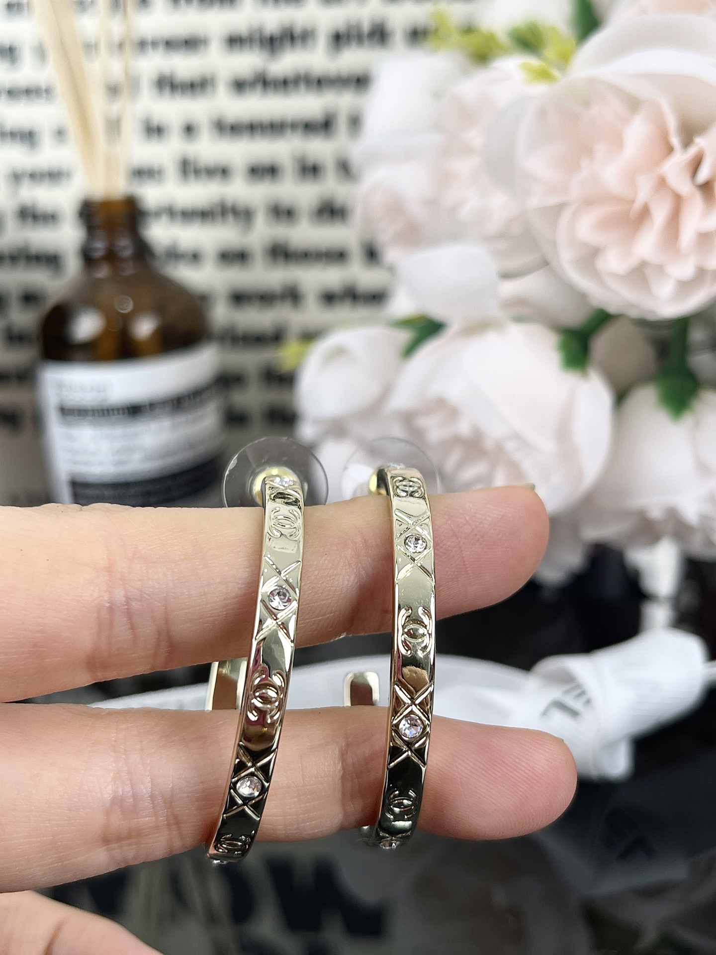 Dupe Chanel Light Gold Large Hoop CC Earrings