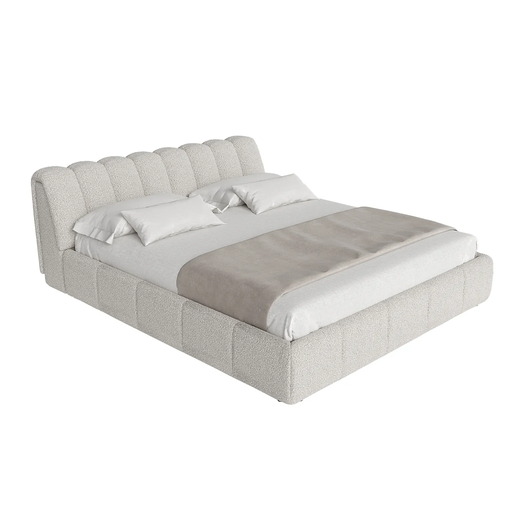 Salami Queen Bed - Maya Cream Boucle