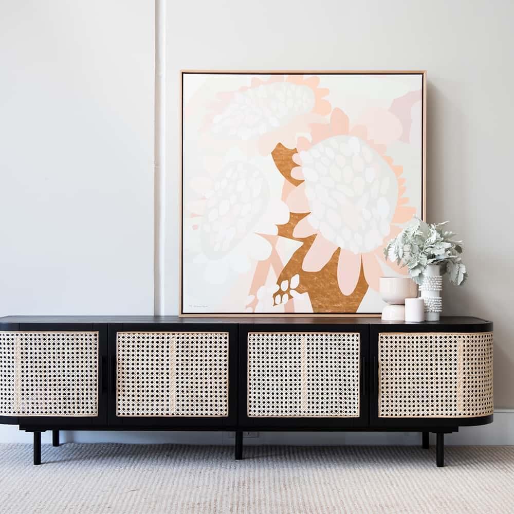 Embrace Rattan Entertainment Unit 180 cm - Black