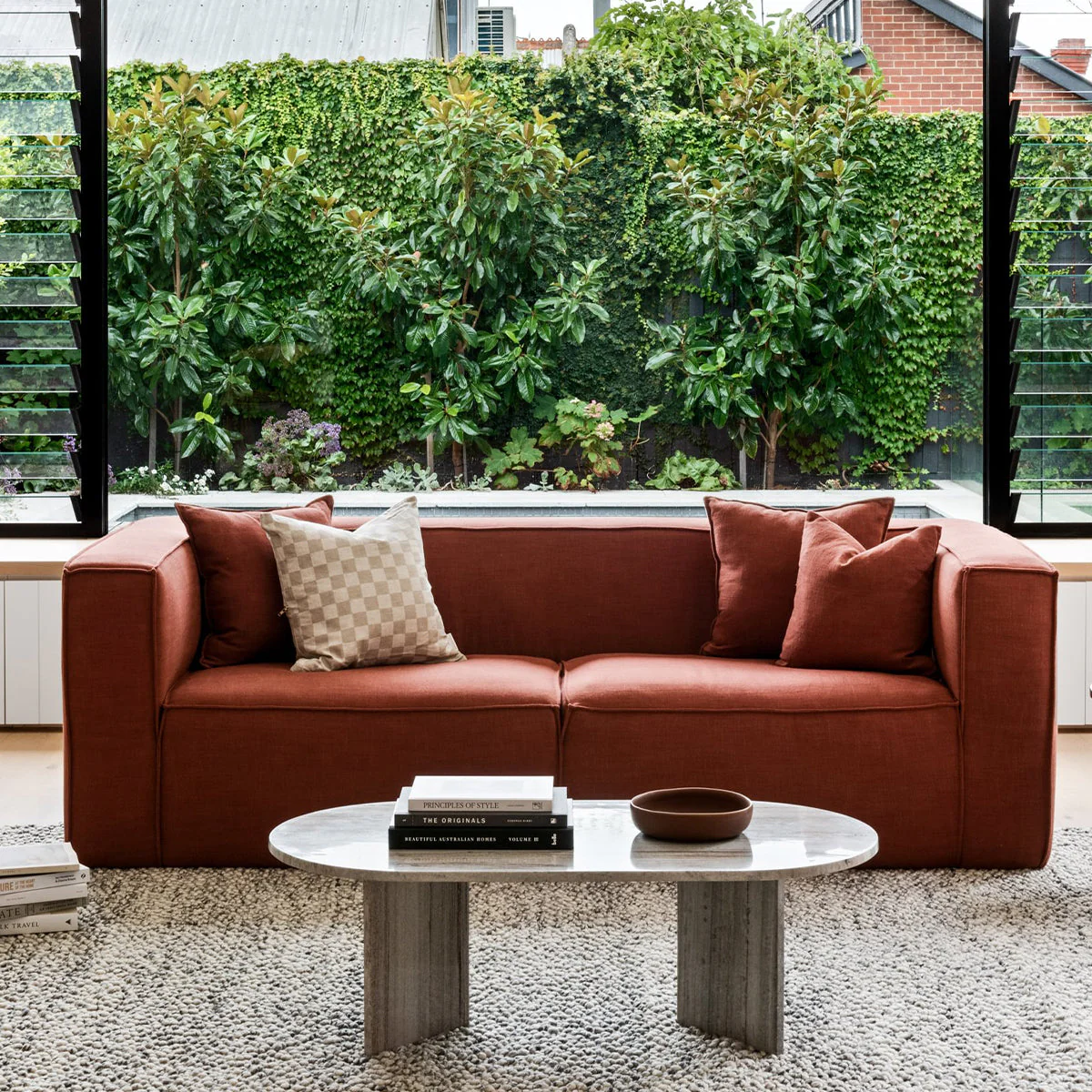 Edge Oval Coffee Table - Sand Granite