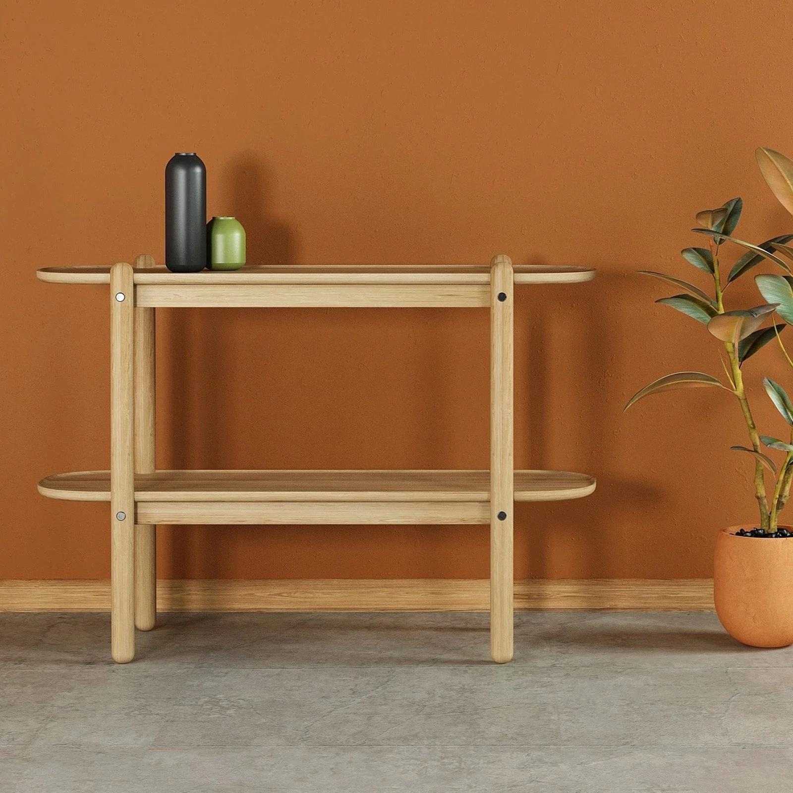 East Console with Shelf - Oak