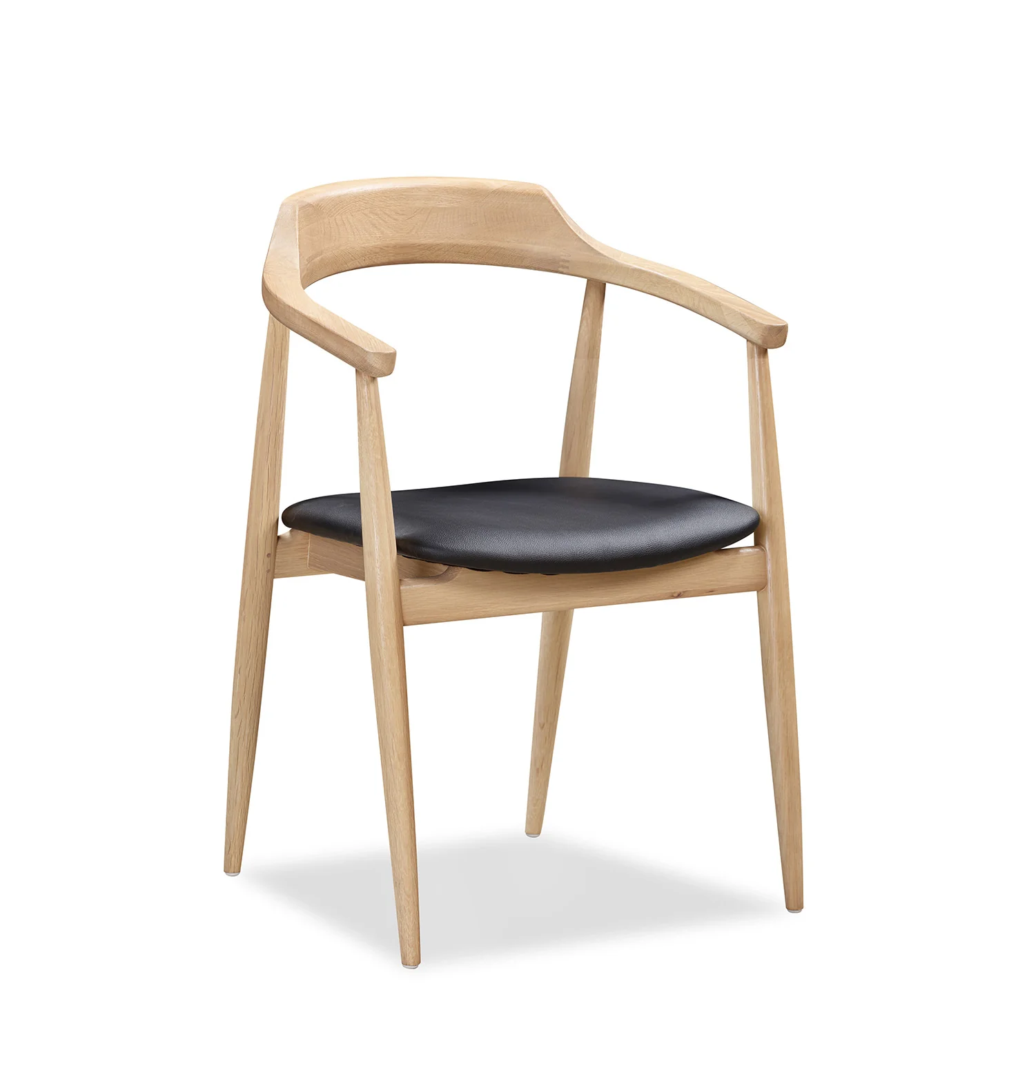 Profile Dining Chair - Oak / Black Leather