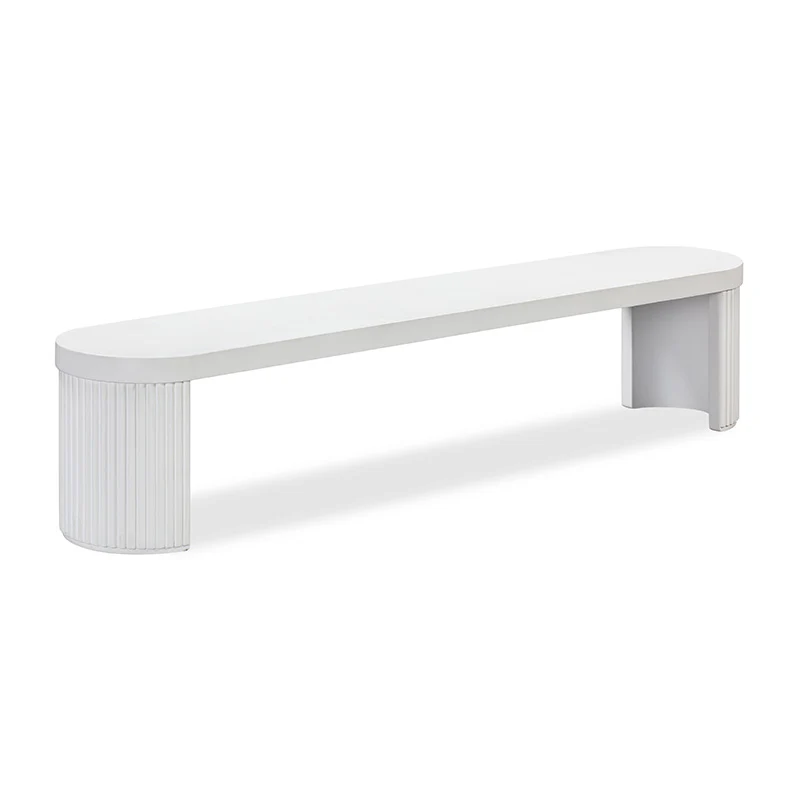 Furrow Outdoor Dining Bench 220cm - White Concrete