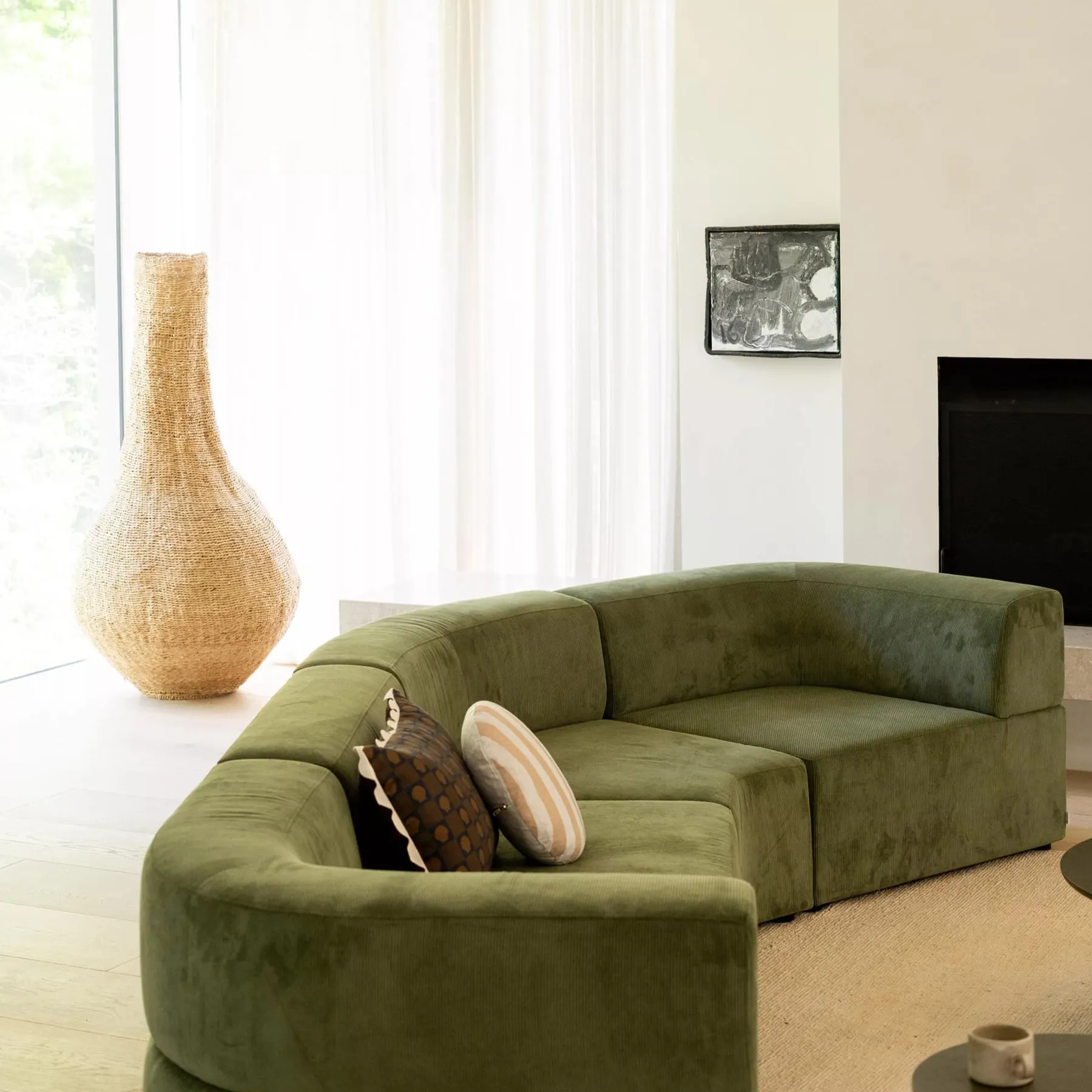 Stretch Closed Angle Sofa - Corduroy Forest