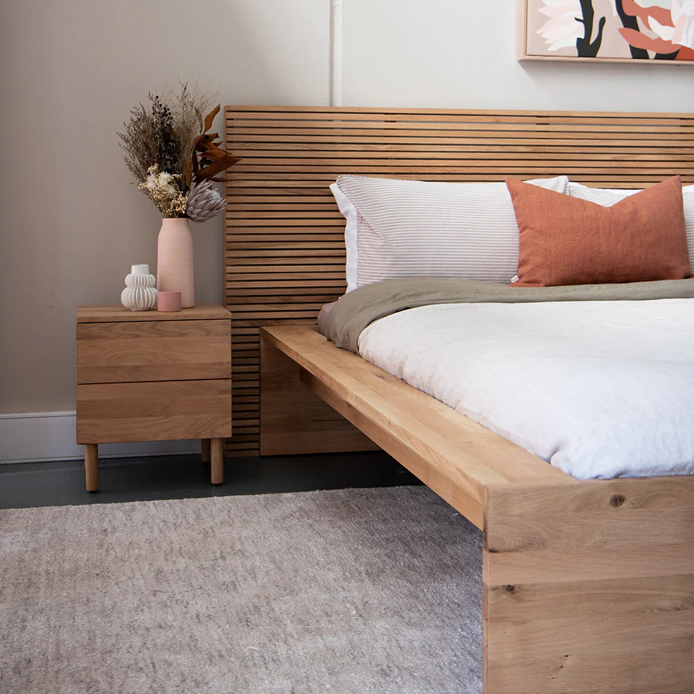 Slice Queen Bed Base - Oak