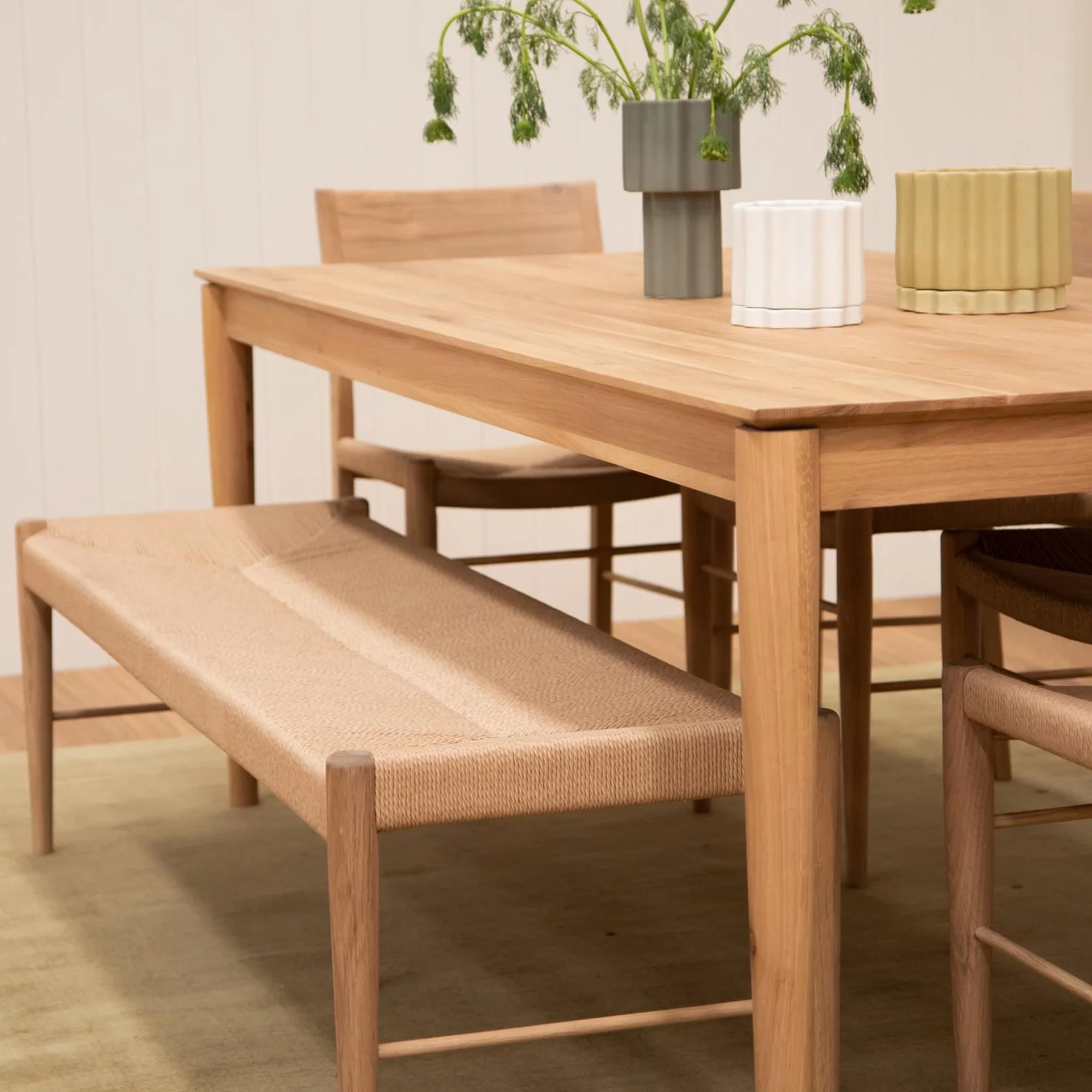 Mesh Dining Bench 160cm - Oak