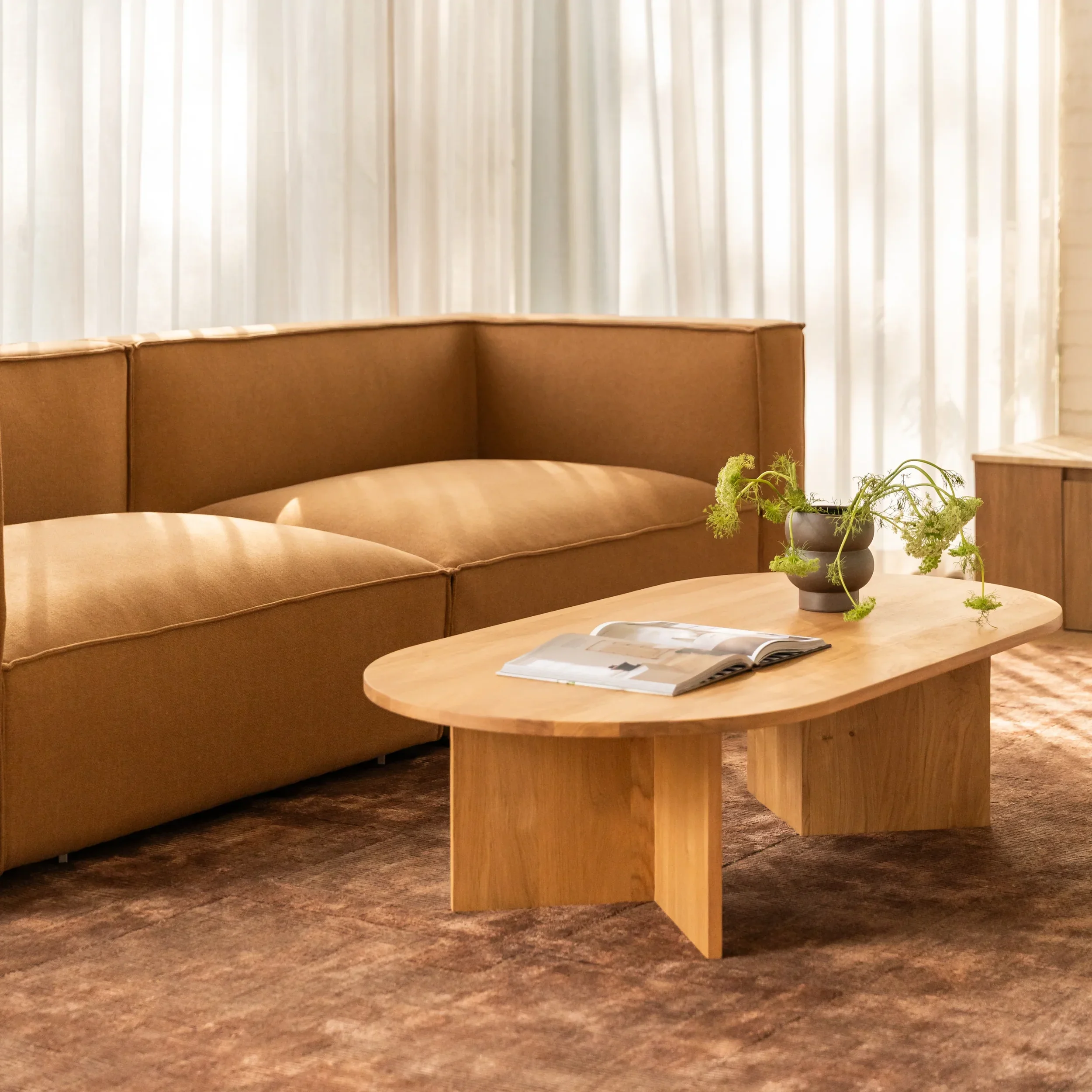 Edge Oval Coffee Table - Oak