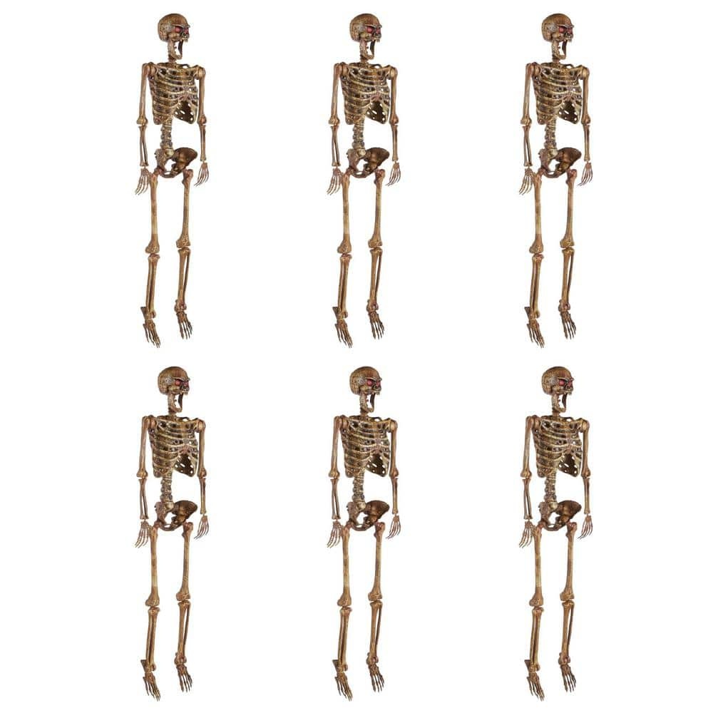 Poseable Pitted Skeleton with LED Eyes (6-Pack)