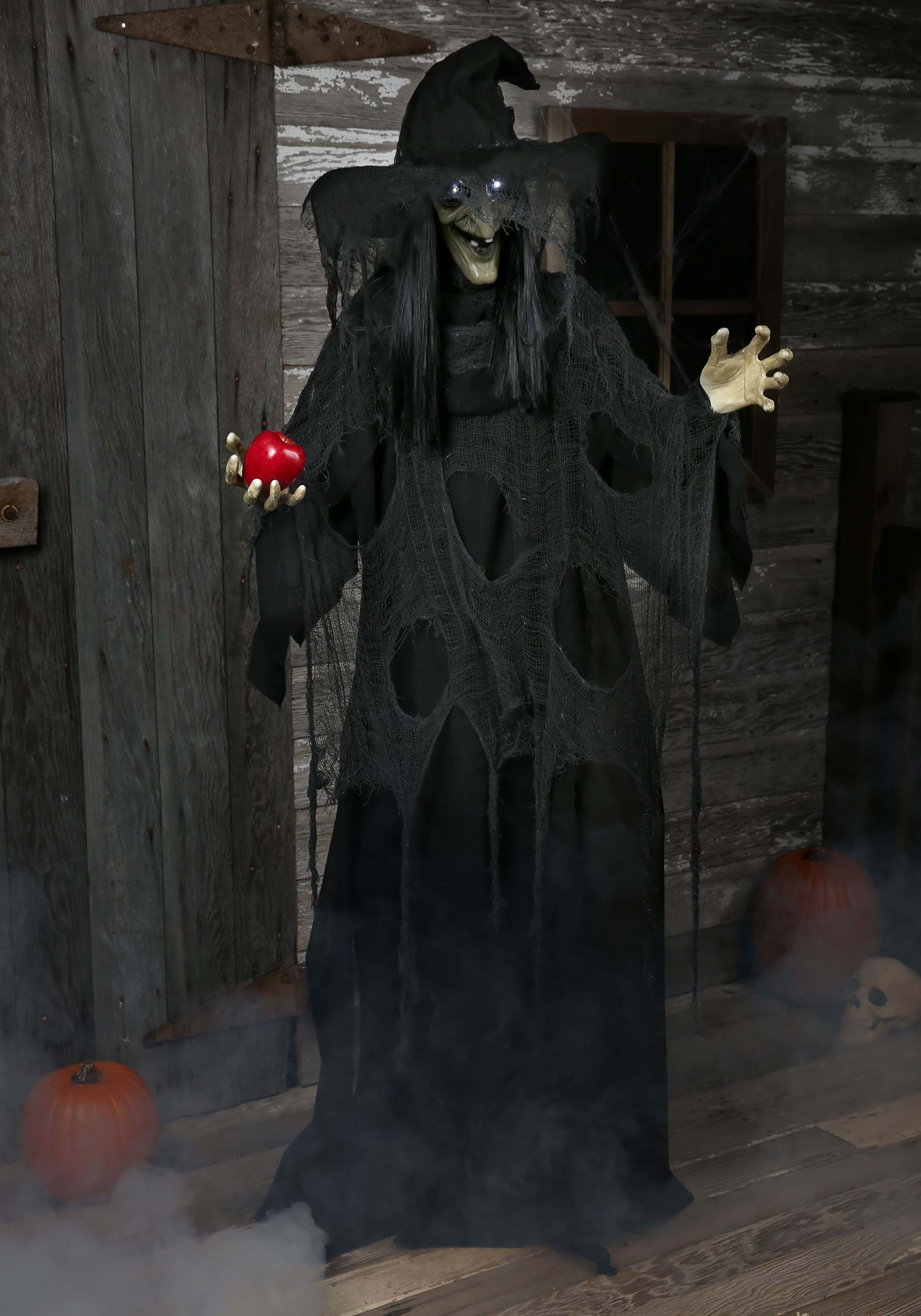 Animated 5.8FT Standing Black Witch Halloween Decoration