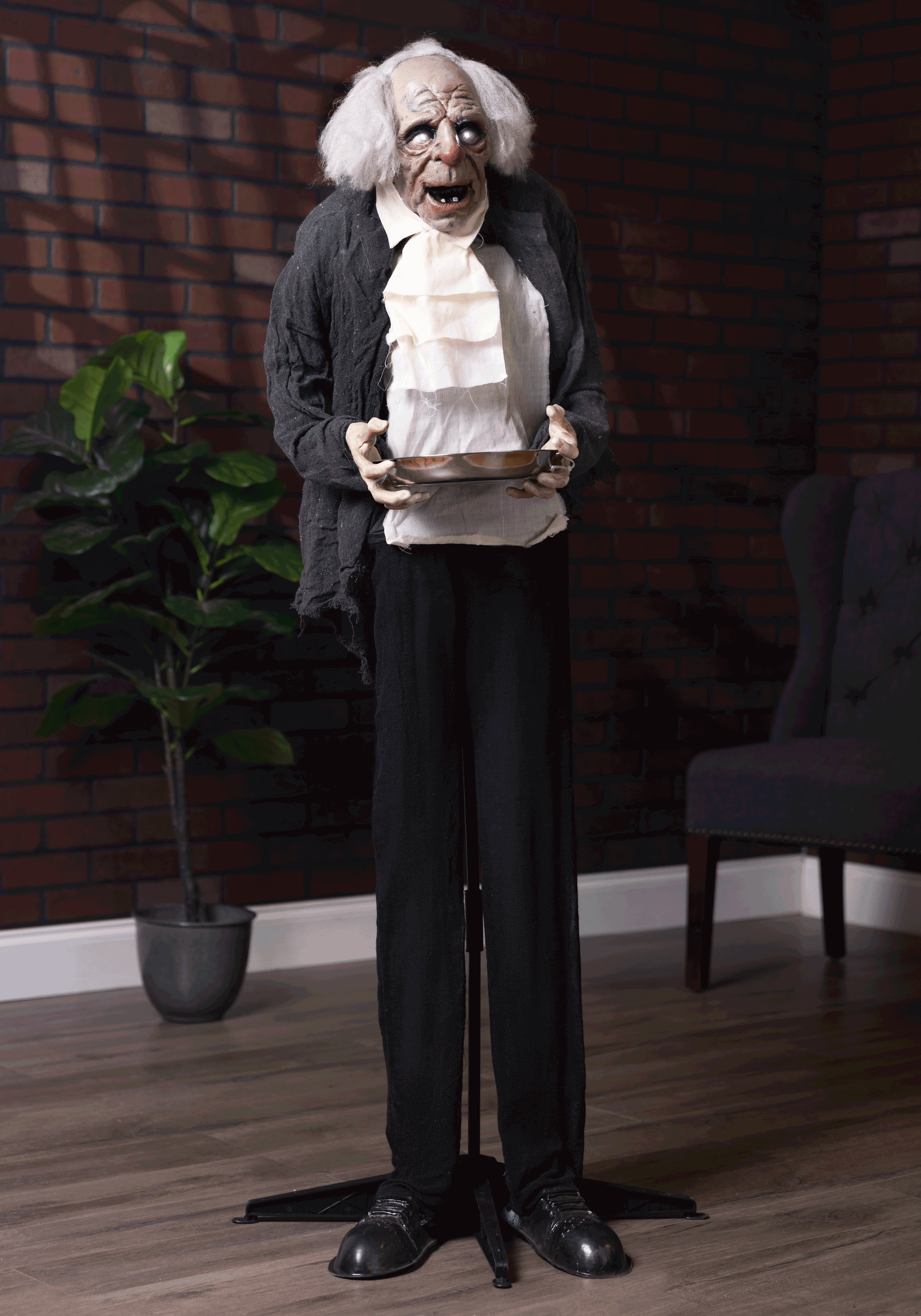 5FT Animated Old Man Butler Greeting Halloween Decoration