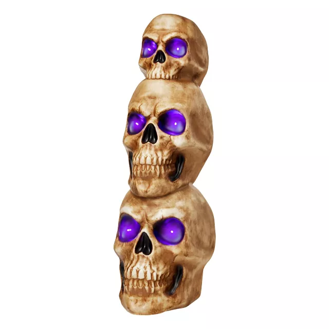 2.4 Ft Light-Up Skull Stack Decoration