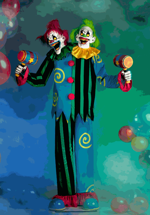 7.5FT Animated Double Trouble Demon Clown Halloween Decoration