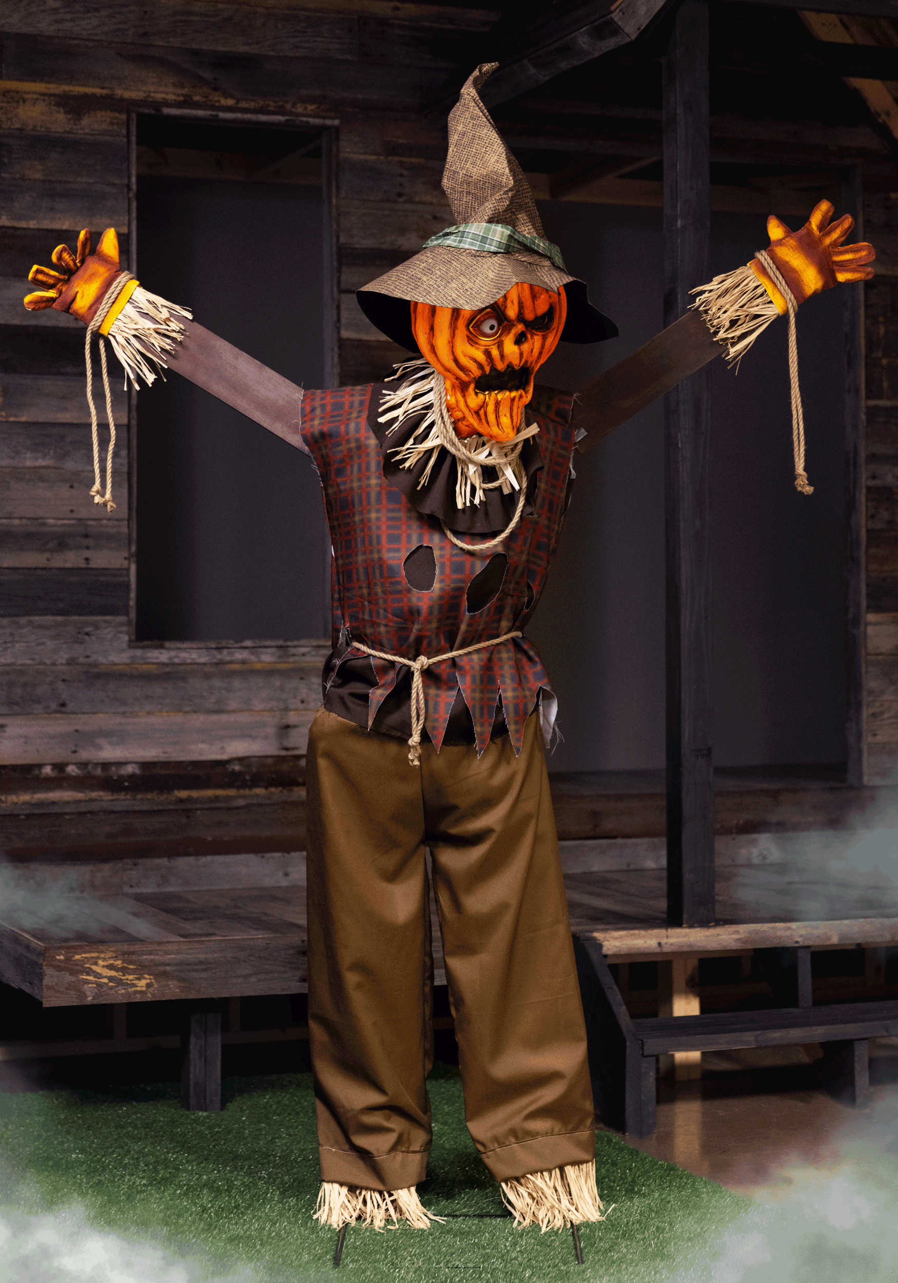 5FT Pumpkin Scarecrow Animated Halloween Decoration