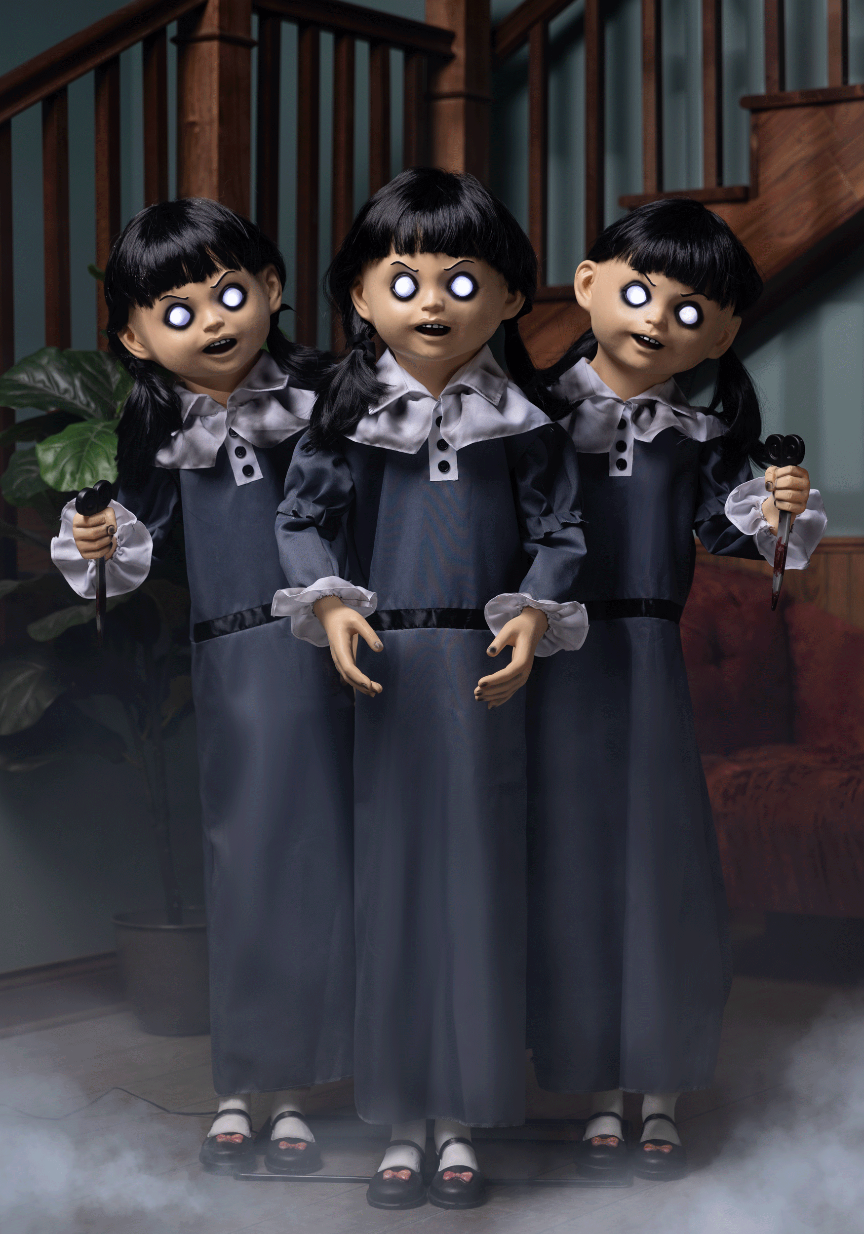 4FT Animated Evil Triplets Halloween Decoration