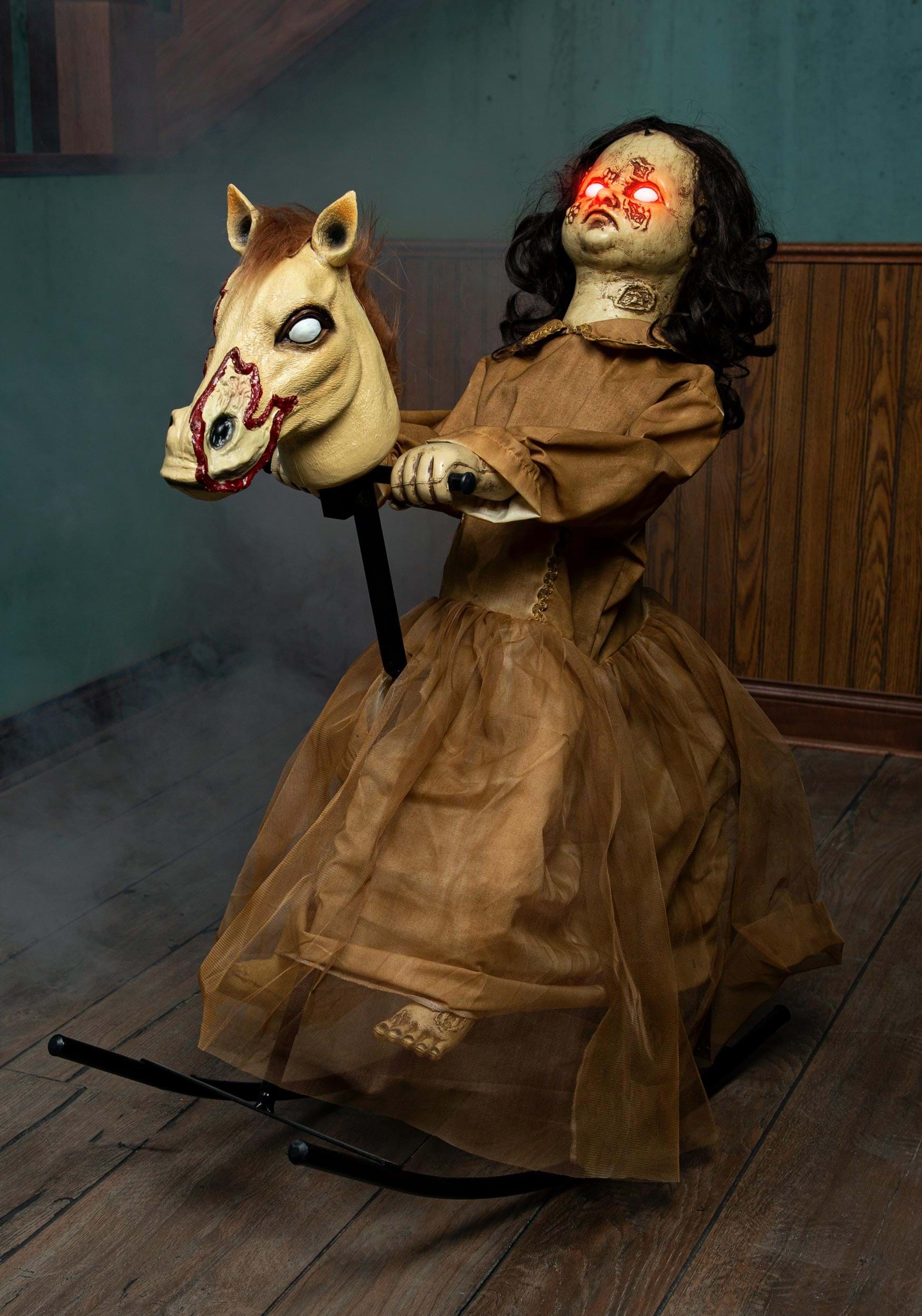 3.5FT Light Up Talking Doll on Animated Rocking Horse Decoration
