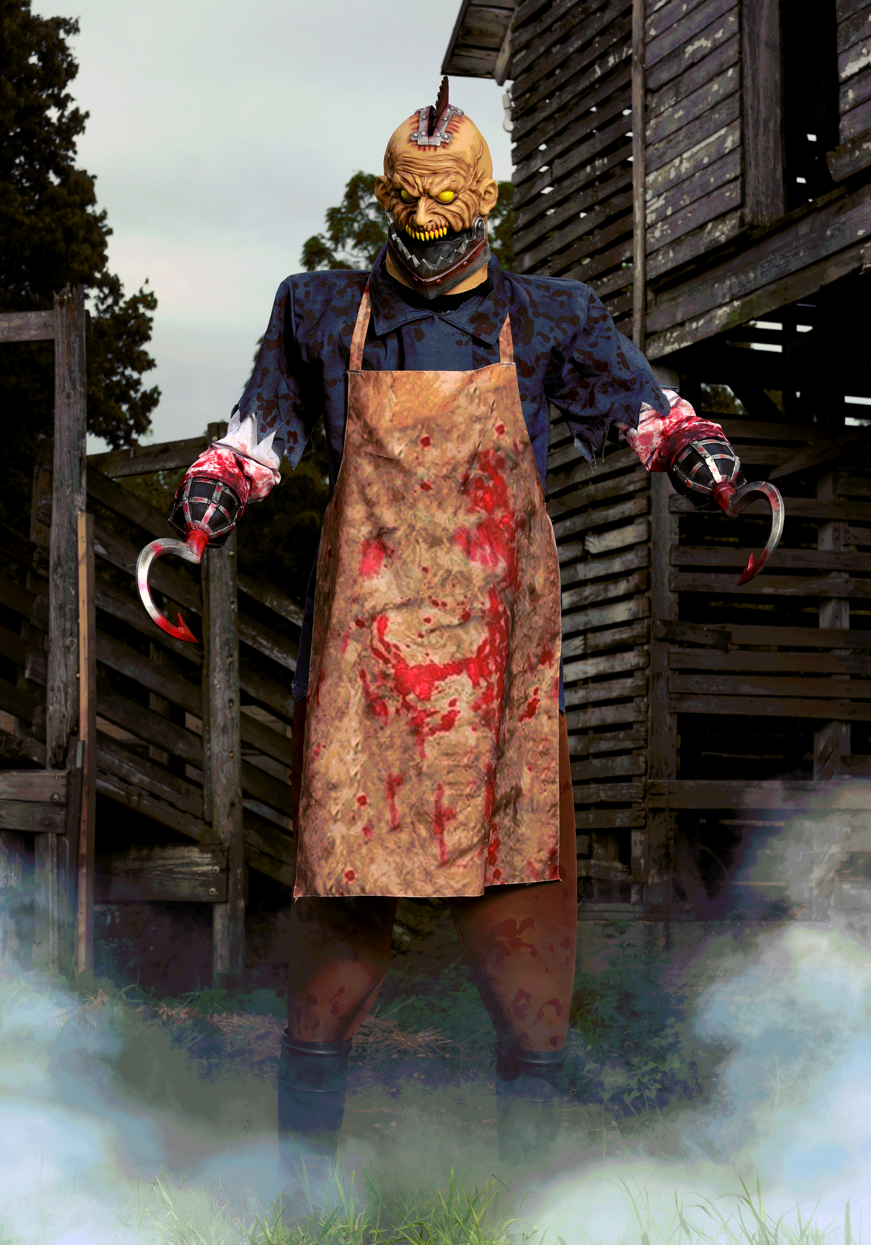 7.5FT Animated Buzzhead Bloody Butcher Halloween Decoration
