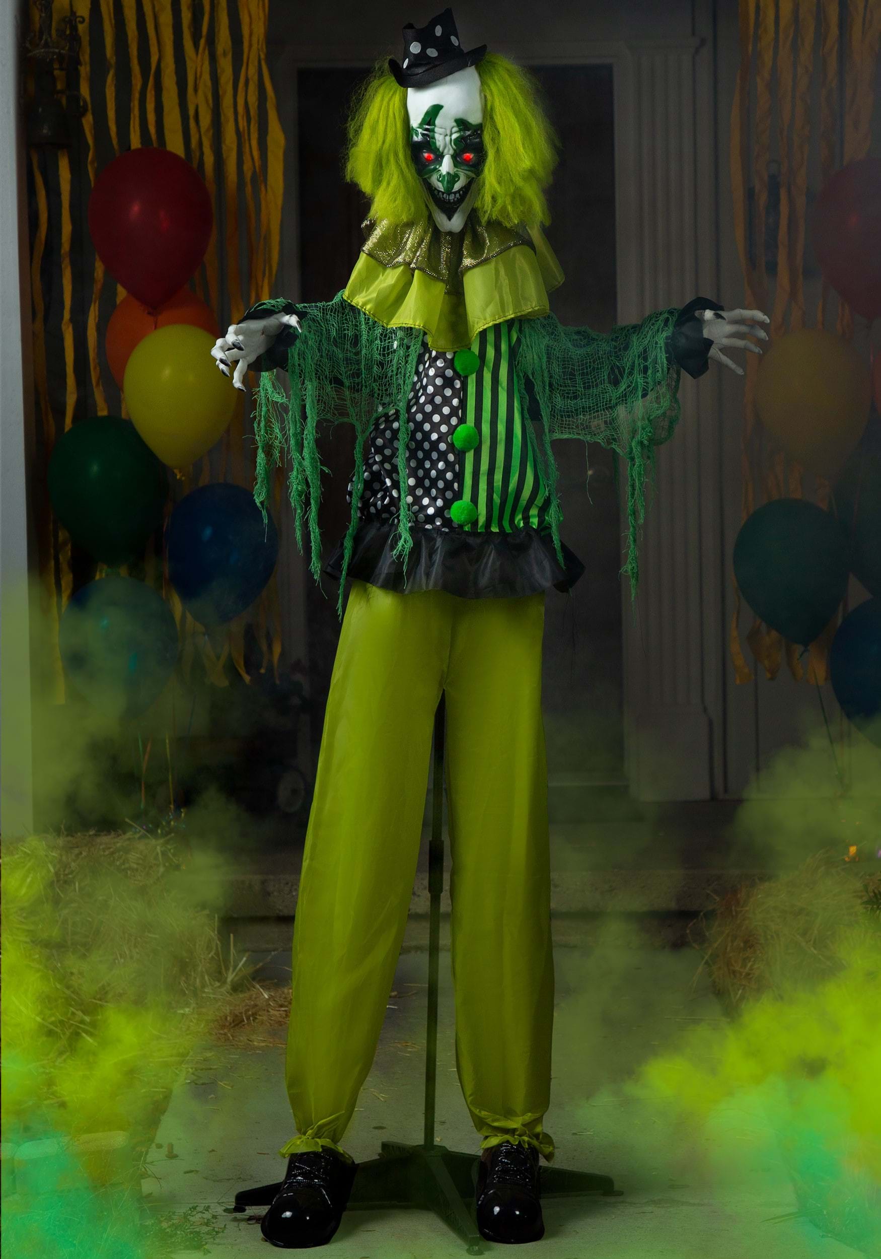 5.5 Foot Green Animated Clown Halloween Prop
