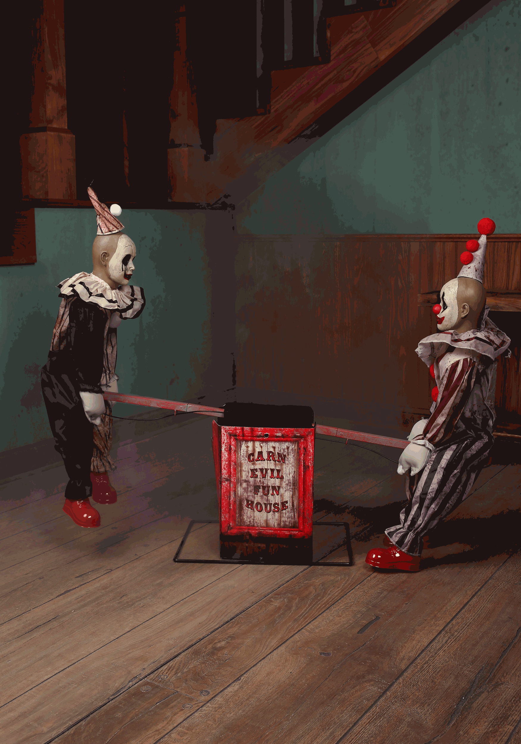 3FT See-Saw Evil Clown Animatronic Halloween Decoration